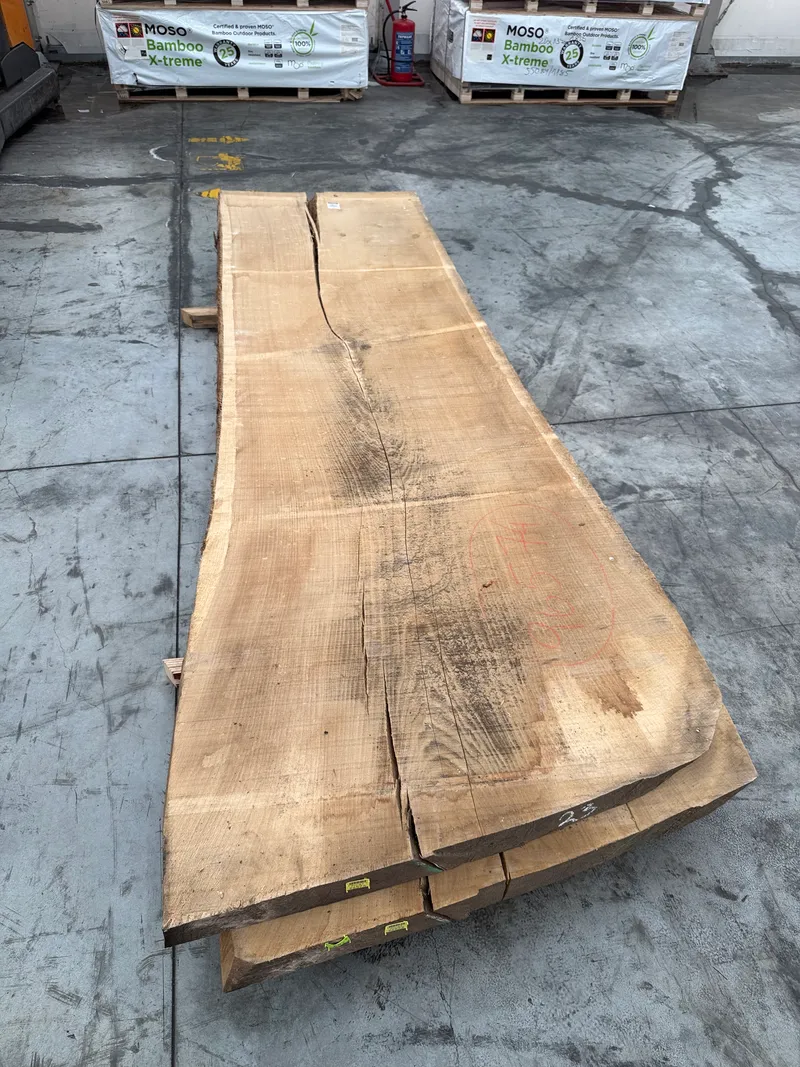 European Oak Live-Edge Dining Table Slab — 3.26 m, Straight Grain Character